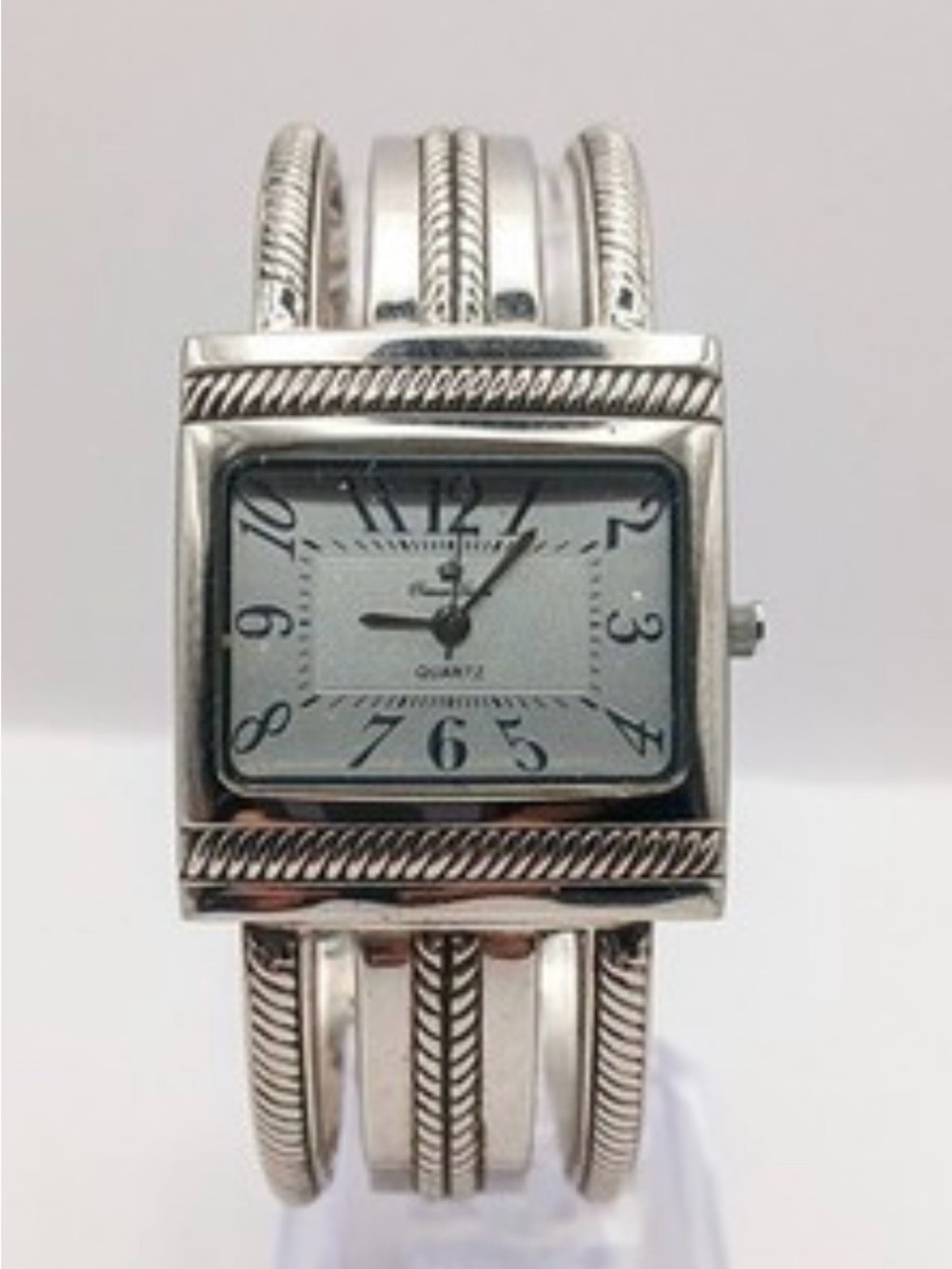 Premier Designs Cairo Silver-Tone Women's Hinged Cuff Watch Bangle Bracelet